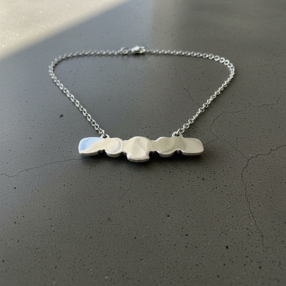 Hand Crafted Turquoise Gemstone Bar Necklace - Silver - Picture 9 of 13